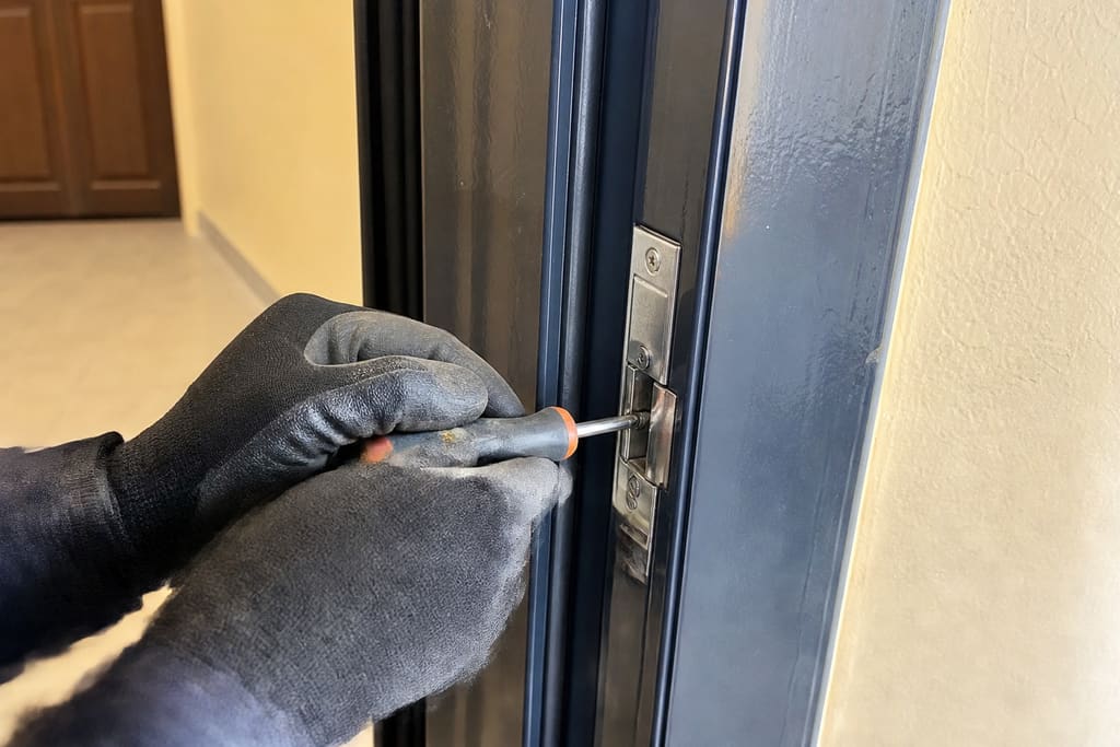 mains réglant une gâche électrique en gros plan